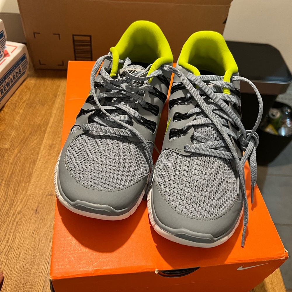 Nike Gray and Neon Yellow Athletic Shoes